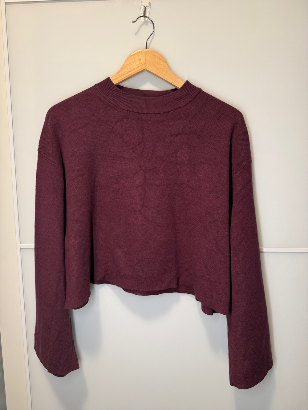 RW&CO. Burgundy Knit Crewneck Sweater with flare sleeves